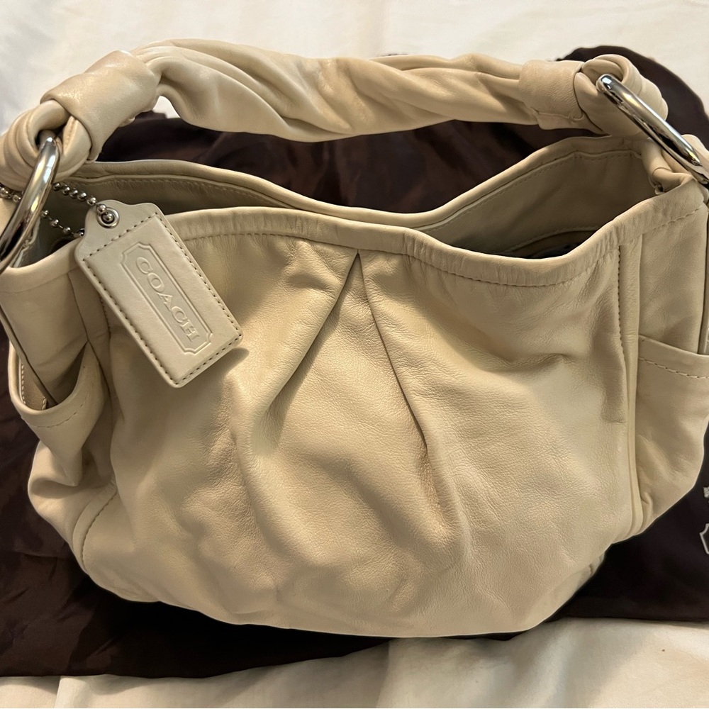 Coach Cream Hobo Bag with Soft Leather and Relaxed Design